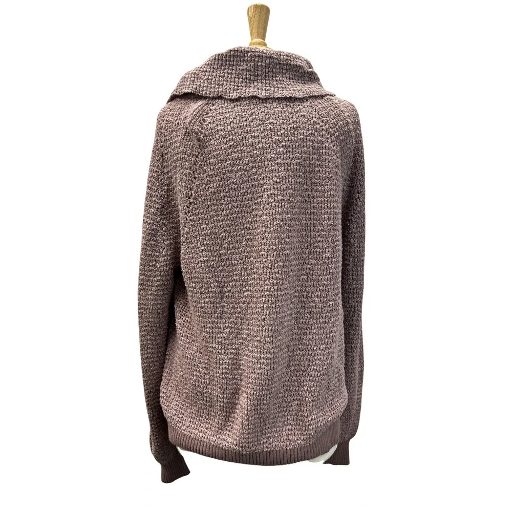 Free People Cowl Neck‎ Sweater Womens Large Mauve Pink Excellent Textured Knit